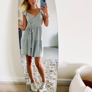 Boutique Striped Ruffle Sleeve Dress